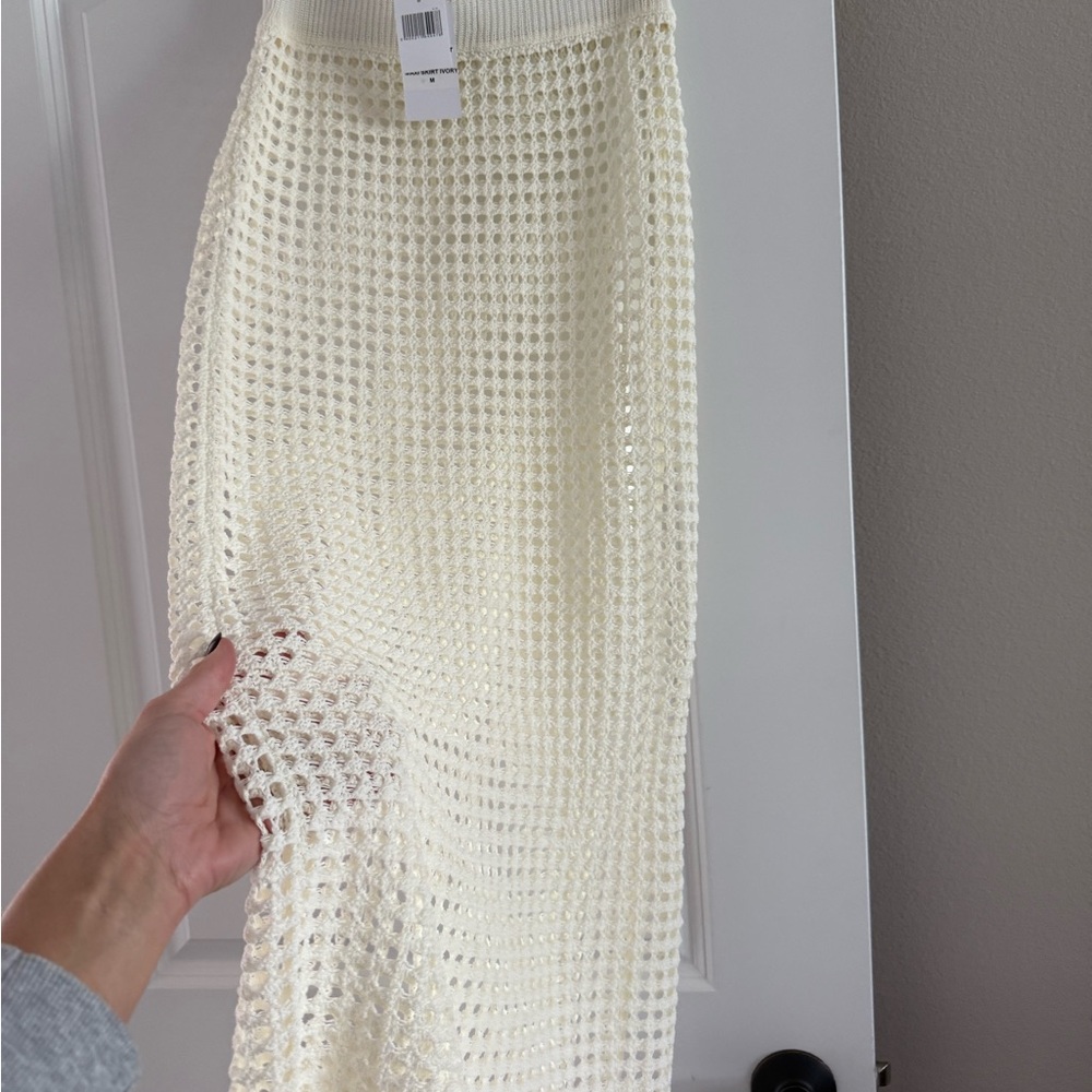 NONchalant Cream Mesh Maxi Skirt
